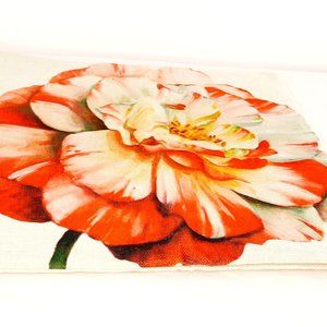 ❤️ Red & Cream Flower Throw Pillow Cover 16" x 16"